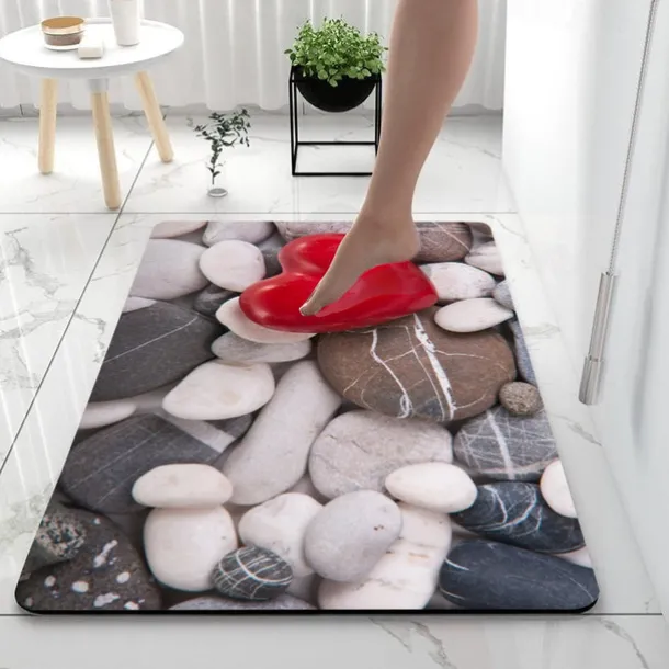 Diatomaceous Earth Bath Mat Smooth Stone Super Absorbent Bathroom Rug Door Mat New Design