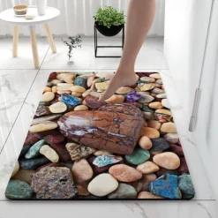 Diatomaceous Earth Bath Mat Smooth Stone Super Absorbent Bathroom Rug Door Mat New Design