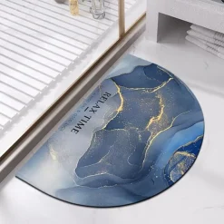 Diatomaceous Earth Bath Mat Semicircle Marble Super Absorbent Toilet Door Quick-Drying Foot Mat Entry Door Mat Non-Slip Mat