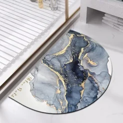 Diatomaceous Earth Bath Mat Semicircle Marble Super Absorbent Toilet Door Quick-Drying Foot Mat Entry Door Mat Non-Slip Mat