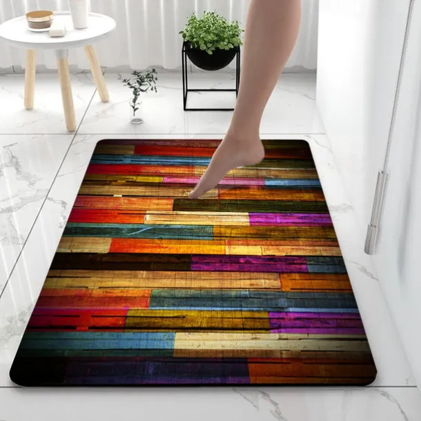 Diatomaceous Earth Bath Mat Color Stripe Pattern Super Absorbent Bathroom Rug Door Mat New Design