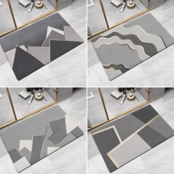 Diatomaceous Earth Bath Mat Non-slip Super Absorbent Toilet Door Quick-Drying Foot Mat Entry Door Mat Non-Slip Mat