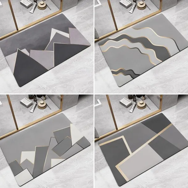 Diatomaceous Earth Bath Mat Non-slip Super Absorbent Toilet Door Quick-Drying Foot Mat Entry Door Mat Non-Slip Mat