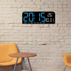 Digital Alarm Clock Adjustable Brightness Wall Clock Desk Clock with Temperature Display for Office Living Room Shelf