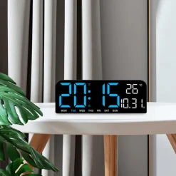 Digital Alarm Clock Adjustable Brightness Wall Clock Desk Clock with Temperature Display for Office Living Room Shelf