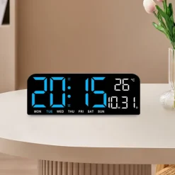 Digital Alarm Clock Adjustable Brightness Wall Clock Desk Clock with Temperature Display for Office Living Room Shelf
