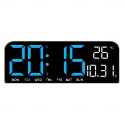 Digital Alarm Clock Adjustable Brightness Wall Clock Desk Clock with Temperature Display for Office Living Room Shelf