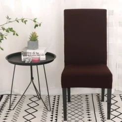 Dining Chair Cover Burgundy Stretch Chair Seat Slipcover Elastic Chair Protector For Dining Party Hotel Wedding Soft Washable