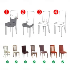 Dining Chair Cover Burgundy Stretch Chair Seat Slipcover Elastic Chair Protector For Dining Party Hotel Wedding Soft Washable