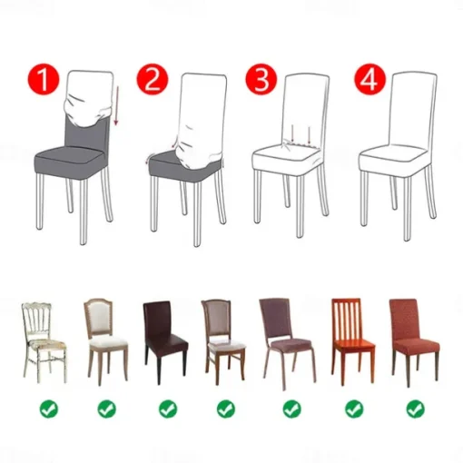 Dining Chair Cover Burgundy Stretch Chair Seat Slipcover Elastic Chair Protector For Dining Party Hotel Wedding Soft Washable