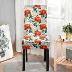Dining Chair Cover High Back Dining Chair Cover Stool Chair Cover Geometric Printed Polyester Slipcovers
