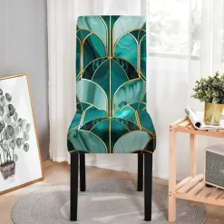 Dining Chair Cover High Back Dining Chair Cover Stool Chair Cover Geometric Printed Polyester Slipcovers