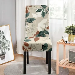 Dining Chair Cover High Back Dining Chair Cover Stool Chair Cover Geometric Printed Polyester Slipcovers