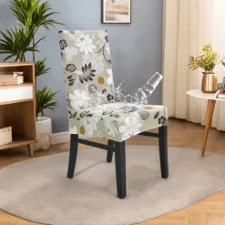 Dining Chair Cover Stool Chair Cover Geometric Printed Polyester Slipcovers