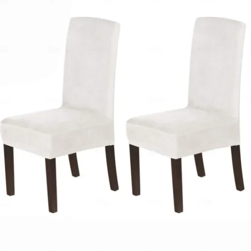 Dining Chair Cover Stretch Chair Seat Slipcover Velvet Soft Plain Solid Color Durable Washable Furniture Protector For Dining Room Party