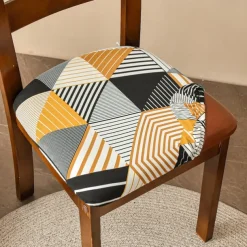 Dining Chair Seat Covers Stretch Printed Chair Seat Covers Set of 2 Removable Washable Upholstered Chair Seat Protector Cushion Slipcovers for Kitchen Office