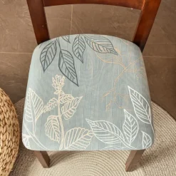 Dining Chair Seat Covers Stretch Printed Chair Seat Covers Set of 2 Removable Washable Upholstered Chair Seat Protector Cushion Slipcovers for Kitchen Office
