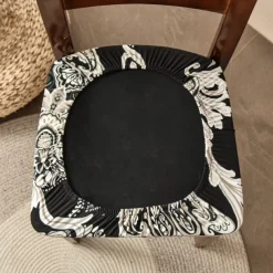 Dining Chair Seat Covers Stretch Printed Chair Seat Covers Set of 2 Removable Washable Upholstered Chair Seat Protector Cushion Slipcovers for Kitchen Office
