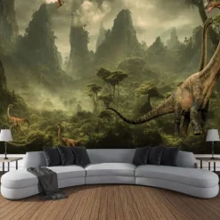 Dinosaur Ancient Forest Wall Tapestry Animal Art Decor Photograph Backdrop Blanket Curtain Hanging Home Bedroom Living Room Decoration