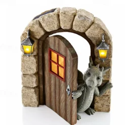 Dinosaur Sculpture Wall Decoration Weatherproof Resin Statue Miniatures for Patio Yard Garden Wall Decoration Lovely Dragon Garden Ornaments