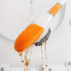 Diving Duck Toilet Brush, Silicone Non-dead Plastic Long Handle With Base, Household Bathroom Soft Brush, Squat Toilet Cleaning Brush, Cleaning Supplies, Cleaning Tool