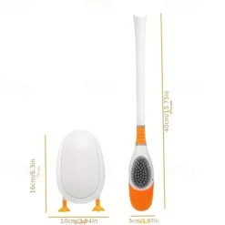 Diving Duck Toilet Brush, Silicone Non-dead Plastic Long Handle With Base, Household Bathroom Soft Brush, Squat Toilet Cleaning Brush, Cleaning Supplies, Cleaning Tool