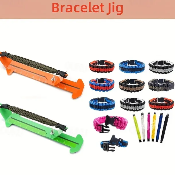 DIY Paracord Metal Weaving Frame - Handmade Outdoor Leisure Bracelet Maker Tool - Includes 2 Random Color Ropes