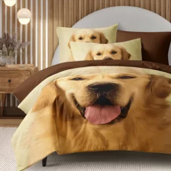 Dog Graphic Prints Duvet Cover Set 100% Cotton Soft and Comfortable Bedding Set with Fun Dog Print Cozy and Stylish Perfect for Dog Lovers Bedroom Decor Easy Care and Machine Washable