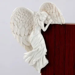 Door Frame Angel Wings Sculpture,Angels Door Frames Decoration,3D Statue Home Art Wall Decoration Resin Figurines Ornaments,for Outdoor Garden Living Room Bedroom Office