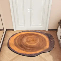 Door Mat Floor Mat Non Slip Ring of Tree 3D Trunk Wooden Log Print Area Rug Bath Mat Waterasorb for Indoor Outdoor Patio Bedroom Kitchen Office
