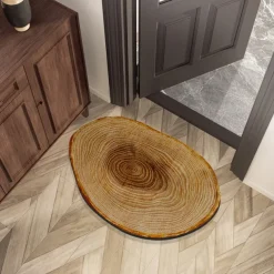 Door Mat Floor Mat Non Slip Ring of Tree 3D Trunk Wooden Log Print Area Rug Bath Mat Waterasorb for Indoor Outdoor Patio Bedroom Kitchen Office