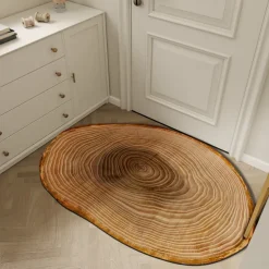 Door Mat Floor Mat Non Slip Ring of Tree 3D Trunk Wooden Log Print Area Rug Bath Mat Waterasorb for Indoor Outdoor Patio Bedroom Kitchen Office