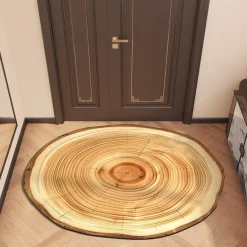 Door Mat Floor Mat Non Slip Ring of Tree 3D Trunk Wooden Log Print Area Rug Bath Mat Waterasorb for Indoor Outdoor Patio Bedroom Kitchen Office