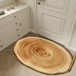 Door Mat Floor Mat Non Slip Ring of Tree 3D Trunk Wooden Log Print Area Rug Bath Mat Waterasorb for Indoor Outdoor Patio Bedroom Kitchen Office