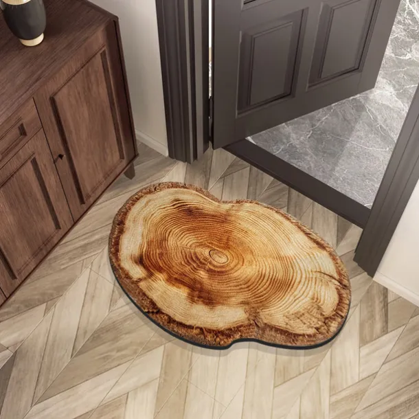 Door Mat Floor Mat Non Slip Ring of Tree 3D Trunk Wooden Log Print Area Rug Bath Mat Waterasorb for Indoor Outdoor Patio Bedroom Kitchen Office