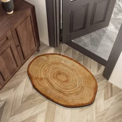 Door Mat Floor Mat Non Slip Ring of Tree 3D Trunk Wooden Log Print Area Rug Bath Mat Waterasorb for Indoor Outdoor Patio Bedroom Kitchen Office