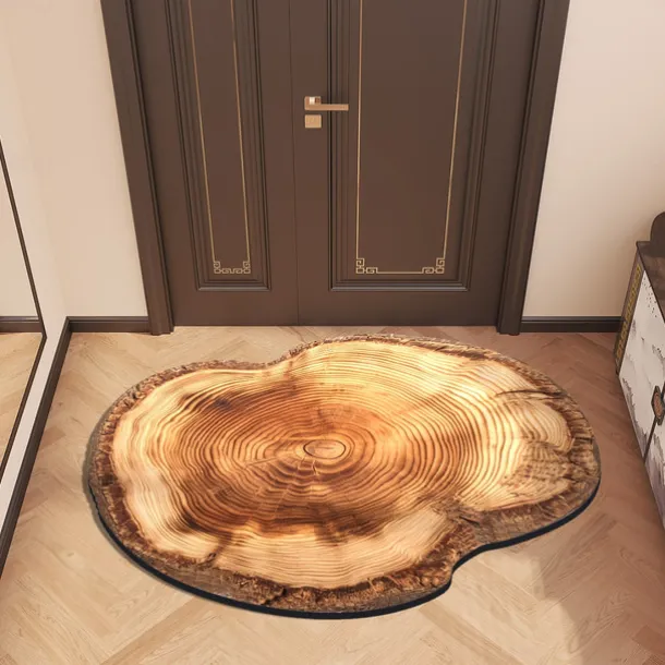 Door Mat Floor Mat Non Slip Ring of Tree 3D Trunk Wooden Log Print Area Rug Bath Mat Waterasorb for Indoor Outdoor Patio Bedroom Kitchen Office