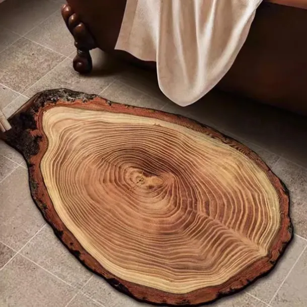 Door Mat Floor Mat Non Slip Ring of Tree 3D Trunk Wooden Log Print Area Rug Bath Mat Waterasorb for Indoor Outdoor Patio Bedroom Kitchen Office