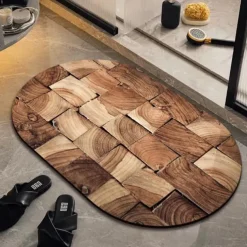 Door Mat Floor Mat Non Slip Ring of Tree 3D Trunk Wooden Log Print Area Rug Bath Mat Waterasorb for Indoor Outdoor Patio Bedroom Kitchen Office
