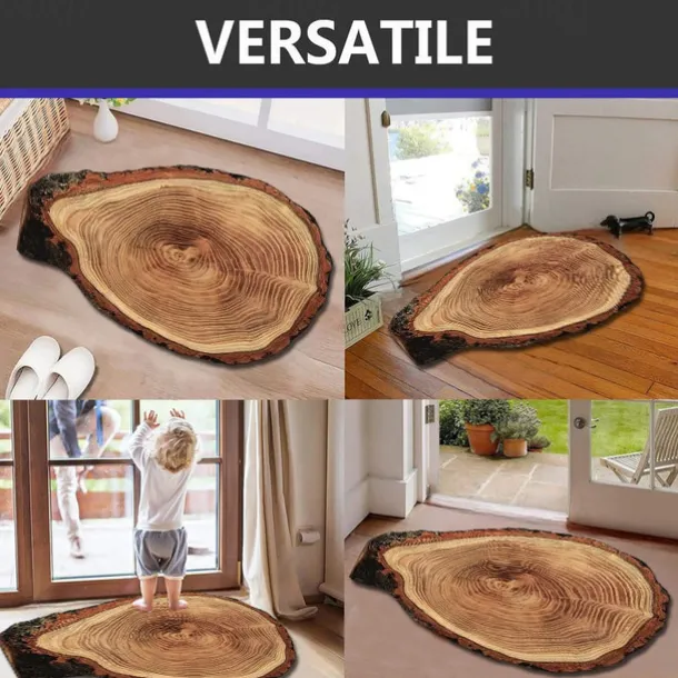 Door Mat Floor Mat Non Slip Ring of Tree 3D Trunk Wooden Log Print Area Rug Bath Mat Waterasorb for Indoor Outdoor Patio Bedroom Kitchen Office