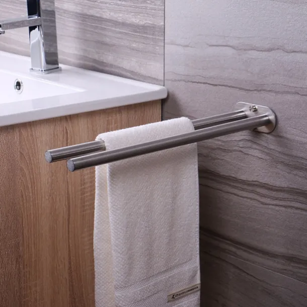 Double Arm Towel Holder 304 Stainless Steel Towel Bar Rail Wall Kitchen Hanger Shelf for Towels Bathroom Towel Rack
