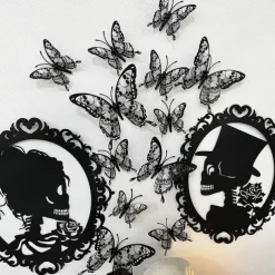 Double Layer Skull Rose Halloween 3d Three-dimensional Butterfly Home Decoration Stickers