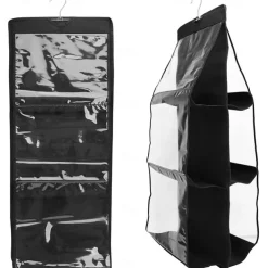 Double Side 6 Pocket Foldable Hanging Handbag Purse Storage Bag Sundry Tidy Organizer Wardrobe Closet Hanger
