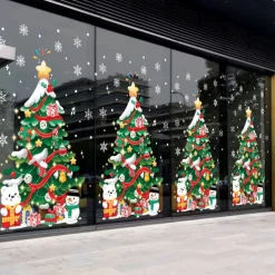 Double Side Christmas Decoration Christmas Stickers Shopping Mall Glass Window Decoration Stickers Christma Tree Electrostatic Sticker Happy New Year