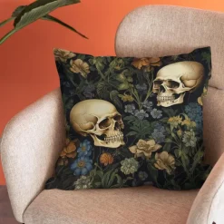 Double Side Pillow Cover 1PC Skeleton Flower Soft Decorative Square Cushion Case Pillowcase for Bedroom Livingroom Sofa Couch Chair Decorations
