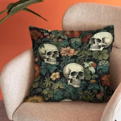 Double Side Pillow Cover 1PC Skeleton Flower Soft Decorative Square Cushion Case Pillowcase for Bedroom Livingroom Sofa Couch Chair Decorations