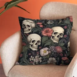 Double Side Pillow Cover 1PC Skeleton Flower Soft Decorative Square Cushion Case Pillowcase for Bedroom Livingroom Sofa Couch Chair Decorations