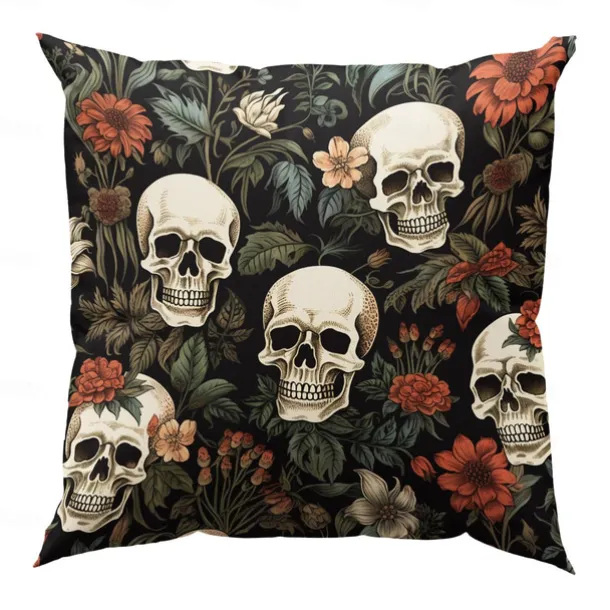 Double Side Pillow Cover 1PC Skeleton Flower Soft Decorative Square Cushion Case Pillowcase for Bedroom Livingroom Sofa Couch Chair Decorations