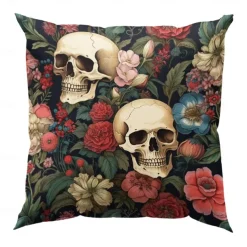 Double Side Pillow Cover 1PC Skeleton Flower Soft Decorative Square Cushion Case Pillowcase for Bedroom Livingroom Sofa Couch Chair Decorations