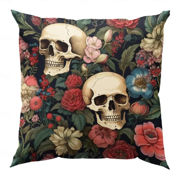 Double Side Pillow Cover 1PC Skeleton Flower Soft Decorative Square Cushion Case Pillowcase for Bedroom Livingroom Sofa Couch Chair Decorations